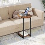 Rustic Brown C-Shaped Side Table for Small Spaces