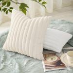 Faux Fur Throw Pillow Covers Set of 2 18x18