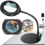 10X Magnifying Glass with Light and Flexible Stand