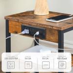 Rustic Brown 3-Tier End Table with USB Ports