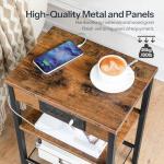 Rustic Brown 3-Tier End Table with USB Ports