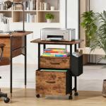 Light Brown 2 Drawer Rolling File Cabinet