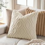 Beige Plush Throw Pillow Covers Set of 2