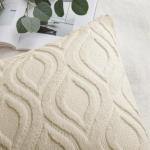 Beige Plush Throw Pillow Covers Set of 2