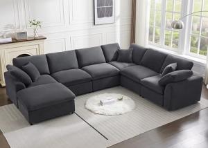 Oversized Modern Chenille Sectional Sofa with Ottoman