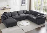 Oversized Modern Chenille Sectional Sofa with Ottoman