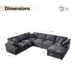 Oversized Modern Chenille Sectional Sofa with Ottoman