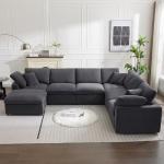 Oversized Modern Chenille Sectional Sofa with Ottoman