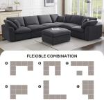 Oversized Modern Chenille Sectional Sofa with Ottoman