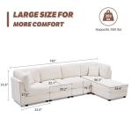 Beige 140-Inch Modular Corduroy Sectional Sofa