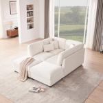 Beige 140-Inch Modular Corduroy Sectional Sofa