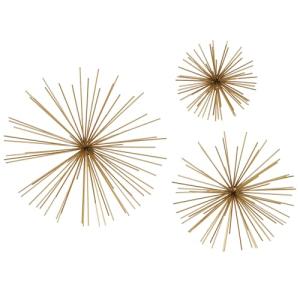 Starburst Metal Wall Art Set of 3, Gold