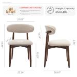 6 Modern Beige Fabric Dining Chairs Set