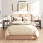 Rustic Brown Side Table Set with USB Charging