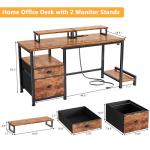 Rustic Brown Computer Desk with Drawer and Outlets