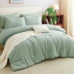 CozyLux 7-Piece Sage Green Queen Bedding Set