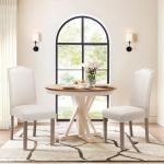 Stylish Cream Upholstered Parsons Dining Chairs, Set of 2
