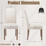 Stylish Cream Upholstered Parsons Dining Chairs, Set of 2