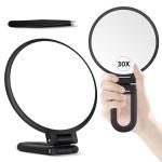 30X Magnifying Double-Sided Hand Mirror with Handle