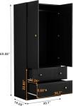 Black Freestanding Armoire Wardrobe with Storage Drawers