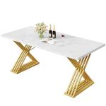 Modern White Rectangular Dining Table for 6-8