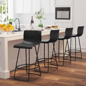 Modern Swivel Bar Stool Set of 4 - Black