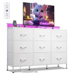 Stylish White LED Dresser TV Stand with Storage