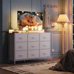 Stylish White LED Dresser TV Stand with Storage