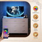 Stylish White LED Dresser TV Stand with Storage