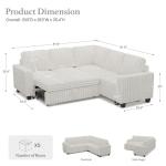 Plush Corduroy Modular Sofa with Pull-Out Bed