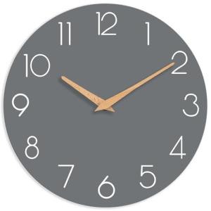 Gray Wooden Silent Wall Clock – 8 Inch