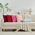 Cream White Striped Throw Pillow Covers - Set of 2