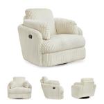 Contemporary White Swivel Glider Recliner with Storage