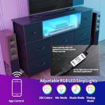 Stylish Black Dresser with LED Lights and Outlets