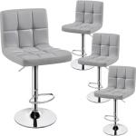 Set of 4 Adjustable PU Leather Bar Stools