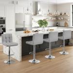 Set of 4 Adjustable PU Leather Bar Stools