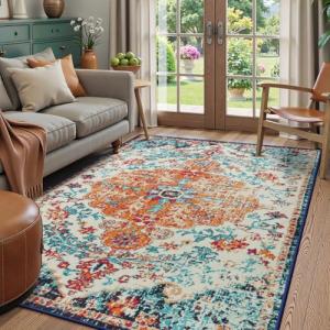 Lahome Bohemian Floral Medallion 5x7 Area Rug
