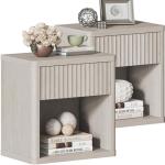 Set of 2 Modern Wood Nightstands with Drawer