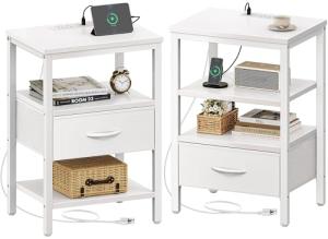 Nightstand Set with Charging Station - 2 Pack