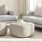 Moore 32" Contemporary Irregular Ottoman in Linen