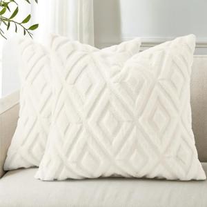 Soft Cream Throw Pillow Covers - Set of 2