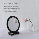 Diane Double-Sided Hand Mirror with Stand - Black
