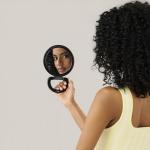 Diane Double-Sided Hand Mirror with Stand - Black