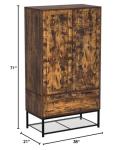 VINGLI 38" Rustic Brown Wardrobe Closet with Shelves