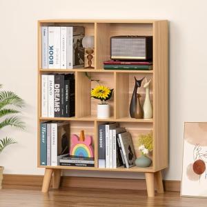 Modern 7-Cube Wooden Bookshelf with Legs
