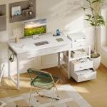 AODK 53" White Computer Desk with USB Outlets