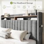 Grey Queen Bed Frame with Storage and Headboard