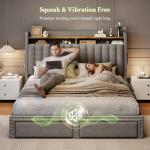 Grey Queen Bed Frame with Storage and Headboard