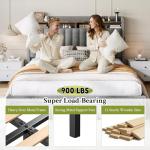 Grey Queen Bed Frame with Storage and Headboard