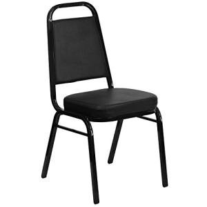 Trapezoidal Black Vinyl Banquet Chairs - Set of 4